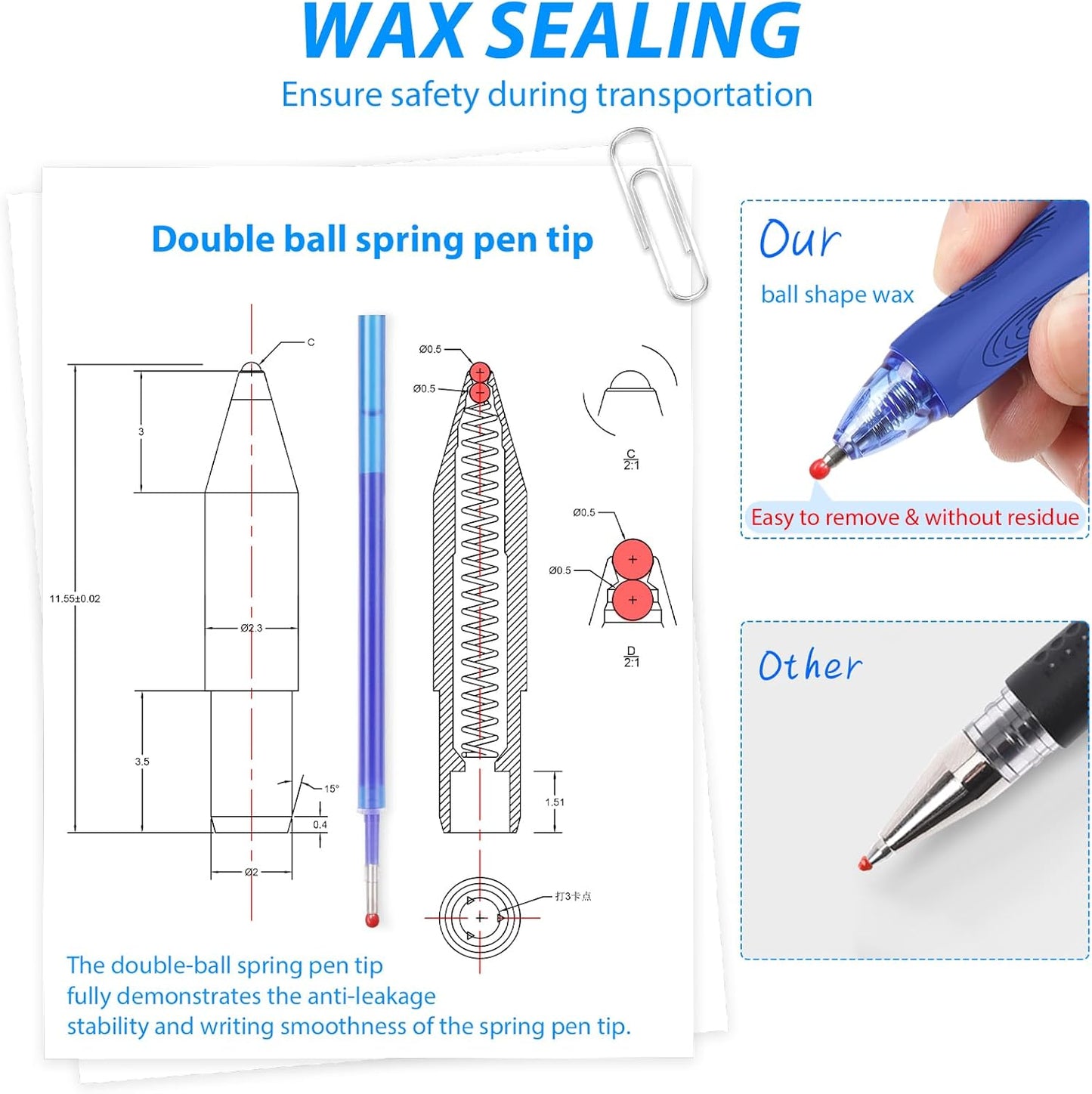 Erasable Pens 0.7mm - Black & Blue Gel Ink, Quick-Drying, Comfort Grip Writing Pens for School, Office, Exams - Gift Set for Students, Kids & Artists