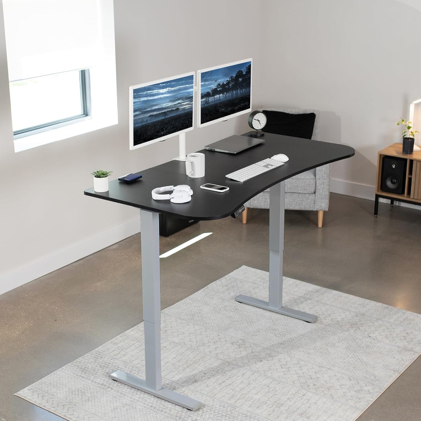 VIVO Electric 63 x 32 in Standing Desk, Memory Height Adjustment, 1B Series, Black Top Gray Frame, DESK-KIT-1G1B