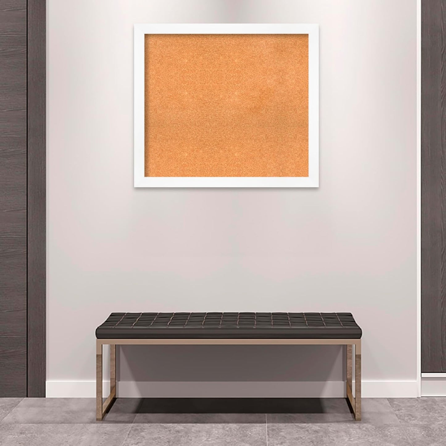 Amanti Art Natural Cork Board for Wall, 31x35 Vision Board with White Frame, Large Corkboard Office Decor for Home Organization, Modern Corkboard Pinboard to Display Items for Home Organization in