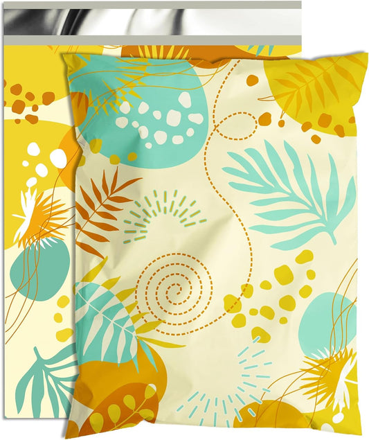 Colorful Leaves Poly Mailer 10x13 Inch 25 Pcs, Waterproof Shipping Bags for Clothing, Tear-Resistant Mailier Bags, Strong Mailing Bags with Self-Seal