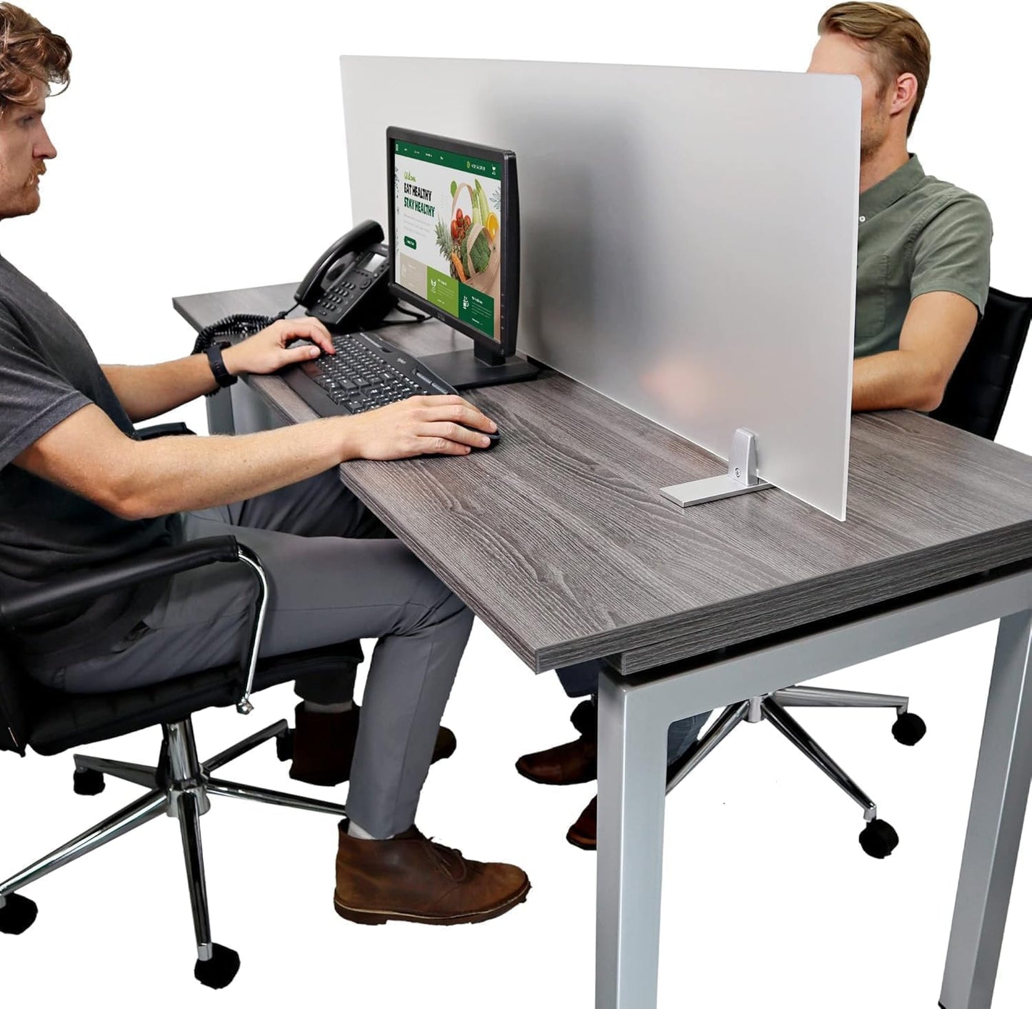 OBEX Acrylic Free Standing Screen, Divider for Desk Privacy Home & Office Partitions for Table Top Workstation, Portable Cubicle Panel for Work, 12" x 30", Frosted