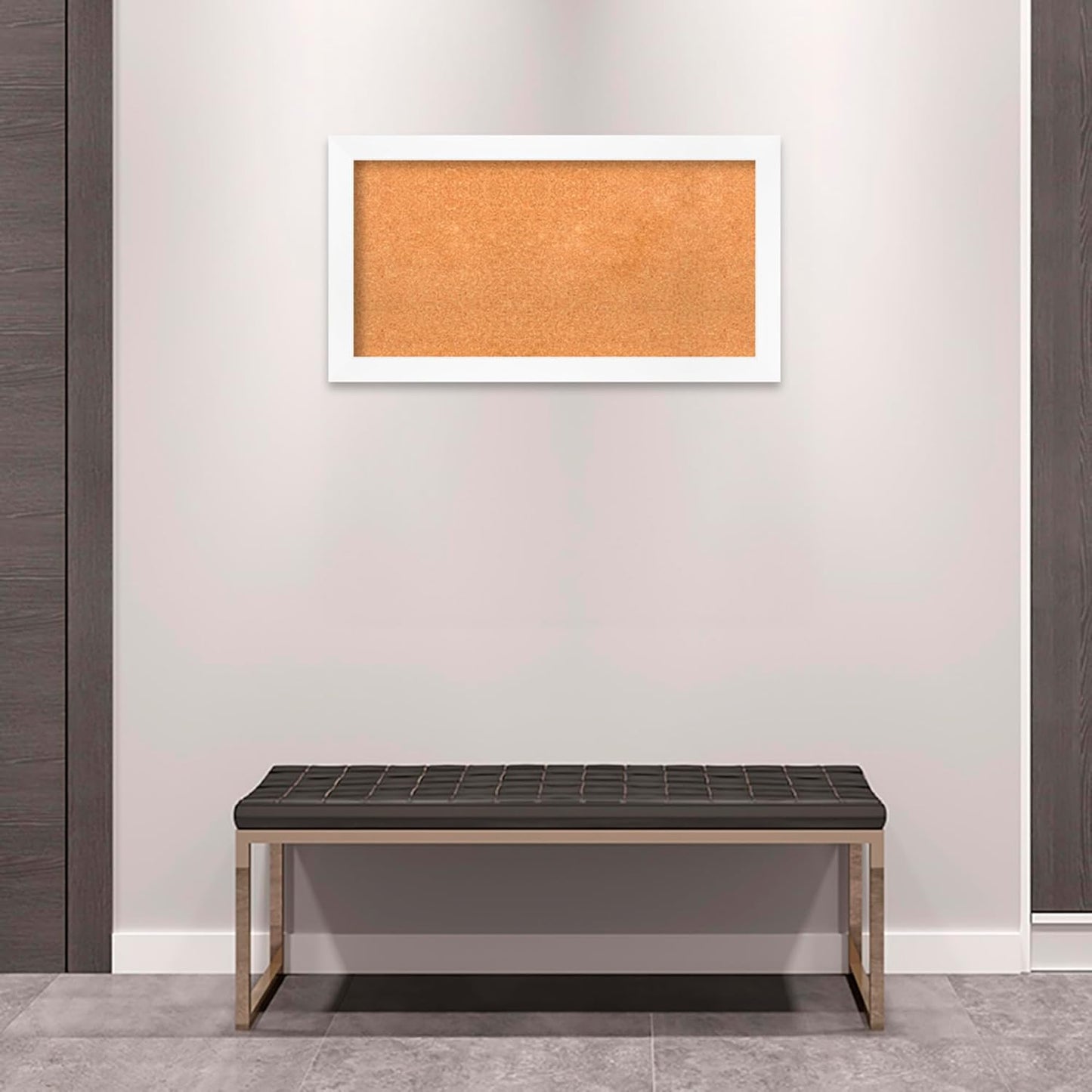 Amanti Art Natural Cork Board for Wall, 19x35 Vision Board with White Frame, Medium Corkboard Office Decor for Home Organization, Modern Corkboard Pinboard to Display Items for Home Organization in