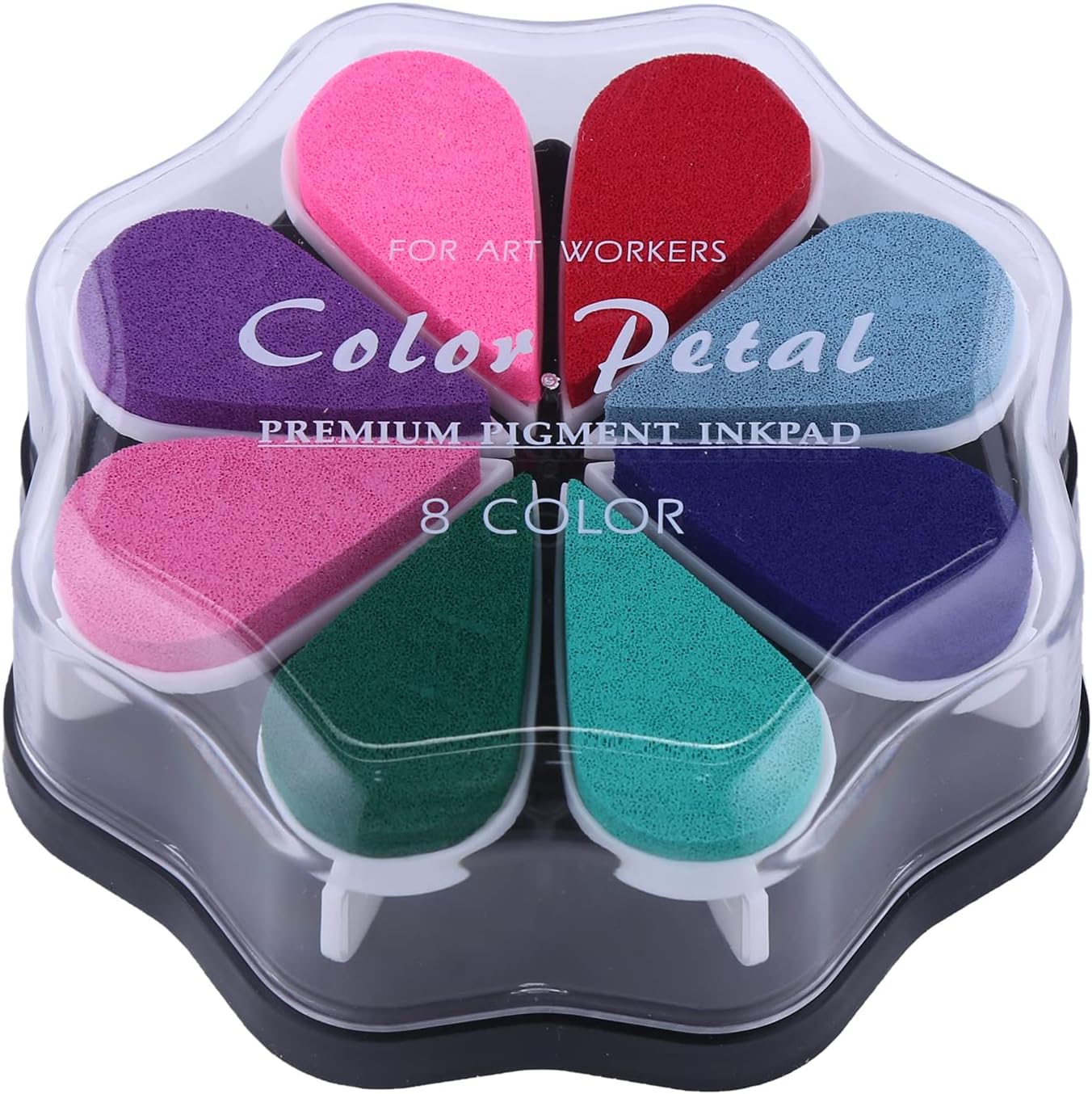 Petal Ink Pads for Rubber Stamps Waterdrop Shaped Stamp Pads with 8 Assorted Colors (Set 1003)
