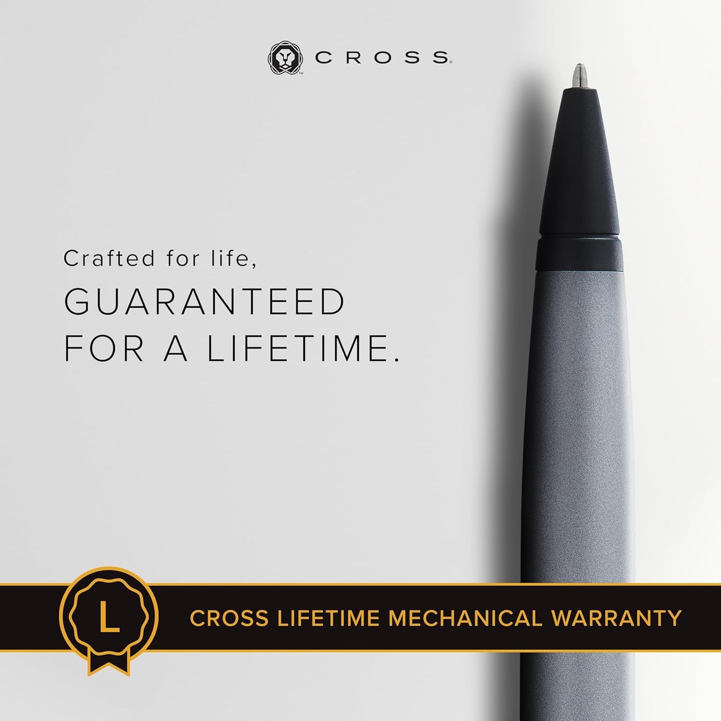 Cross Calais Refillable Ballpoint Pen Presented in a Luxury Gift Box - Medium Point, Black Ink, Matte Gray & Black