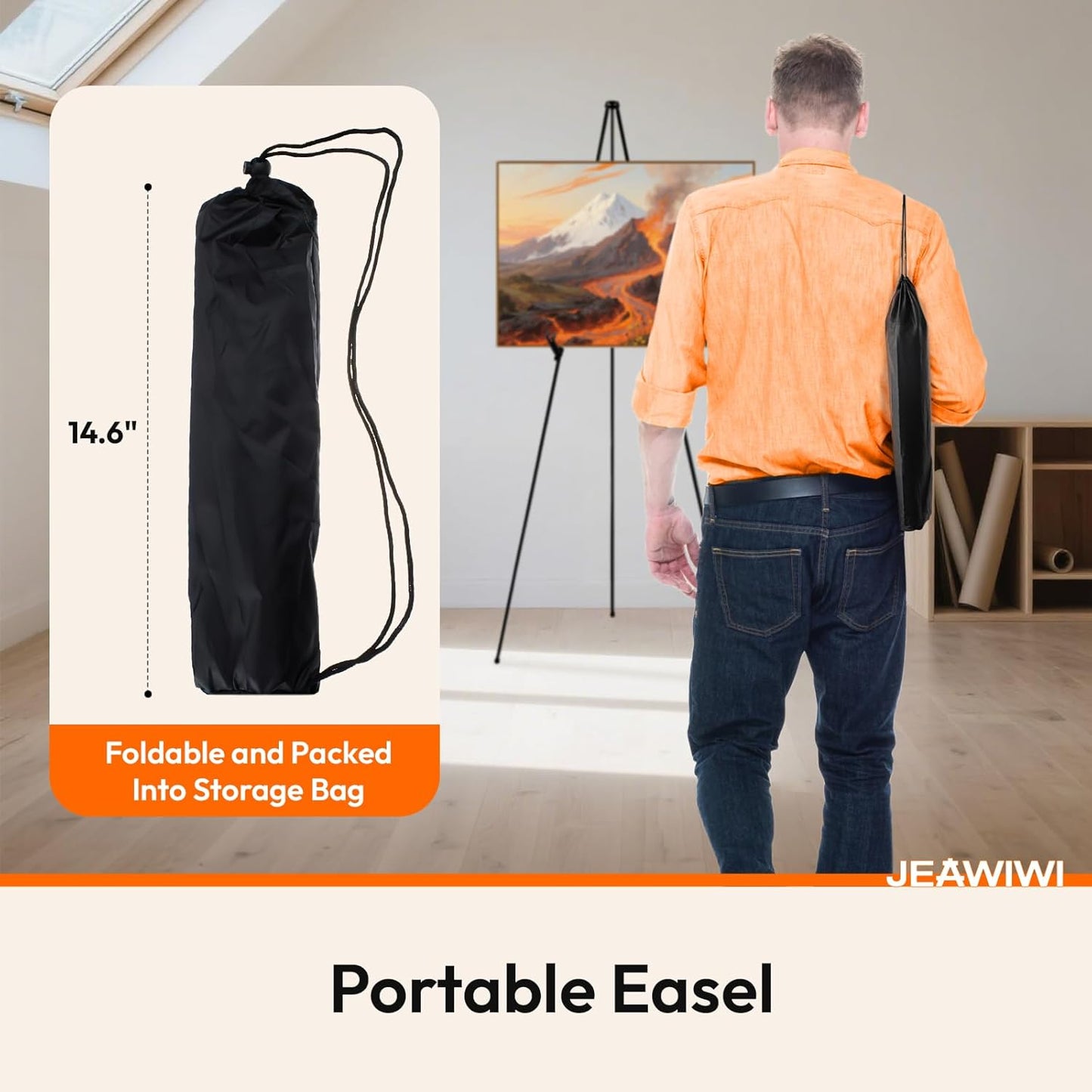 6PCS Black Easel Stand for Wedding Sign Stand, 66 Inch Adjustable Metal Easels for Display, Portable Folding Easel for Wedding, Display Show, Arts, Poster with Portable Bags