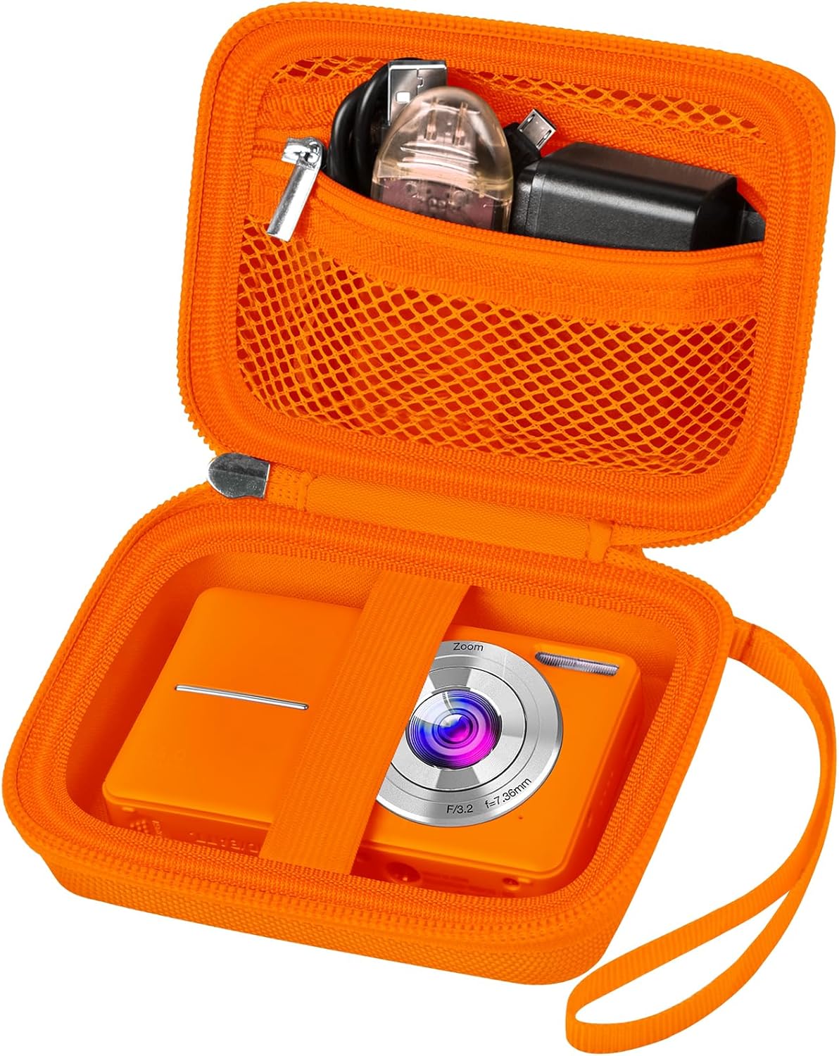 Digital Camera Case Compatible with VAHOIALD FHD 1080P/ for CAMKORY Digital Point and Shoot/for KODAK PIXPRO FZ45-BK 16MP Vlogging/for IWEUKJLO/for Nsoela, Holder for SD Card More- Orange (Box Only)
