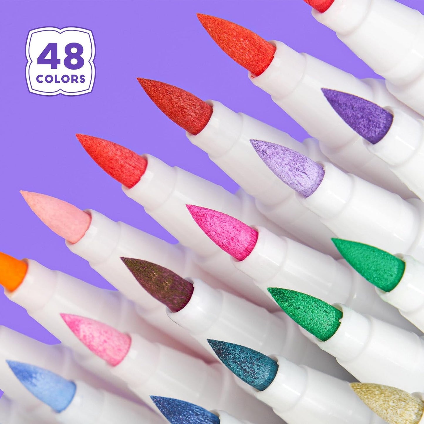 Arrtx 48 Colors Acrylic Marker, for Rock Painting, Extra Brush Tip Markers Paint Pens, Art Supplies, Fabric Paint, Art Markers, Waterproof Paint DIY Crafts Making& 48E