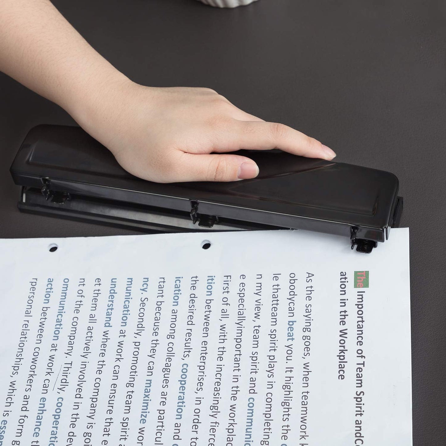 Amazon Basics 3 Hole Punch, 10 Sheet Capacity Pack of 6, Black