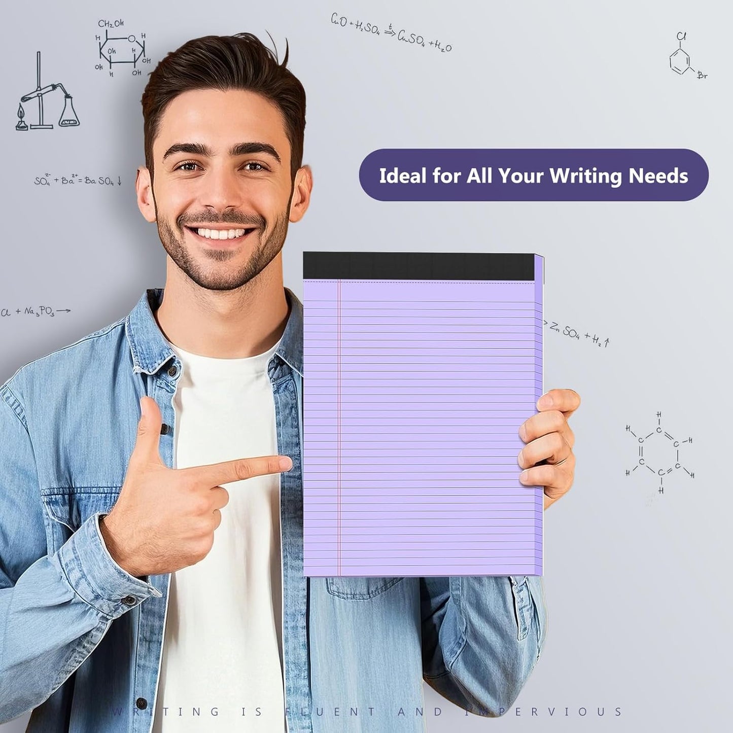 4 Pack Legal Pads 8.5 x 11 College Ruled Colored Note Pads 8.5" x 11" Lined Paper Chipboard-Backed Notepad with Micro-Perforated Notebook Paper for Office & School Supplies 50 Sheets/Pad