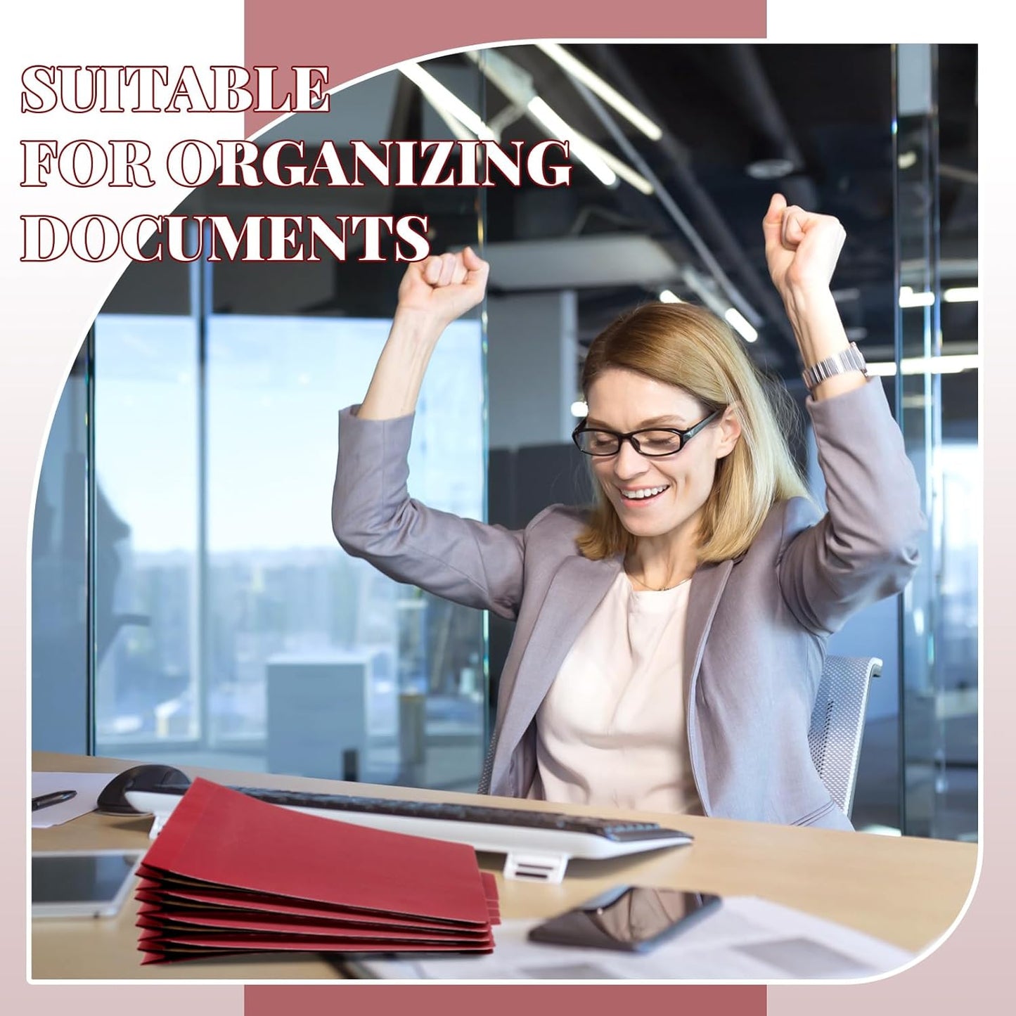 60 Pcs Classification Folders Letter Size, 2 Divider Pressboard File Folders with 3. 5 Inch Expansion, 2 Prongs Fastener, Heavy Duty Office File Organizers for Teachers, Medical (Dark Red)