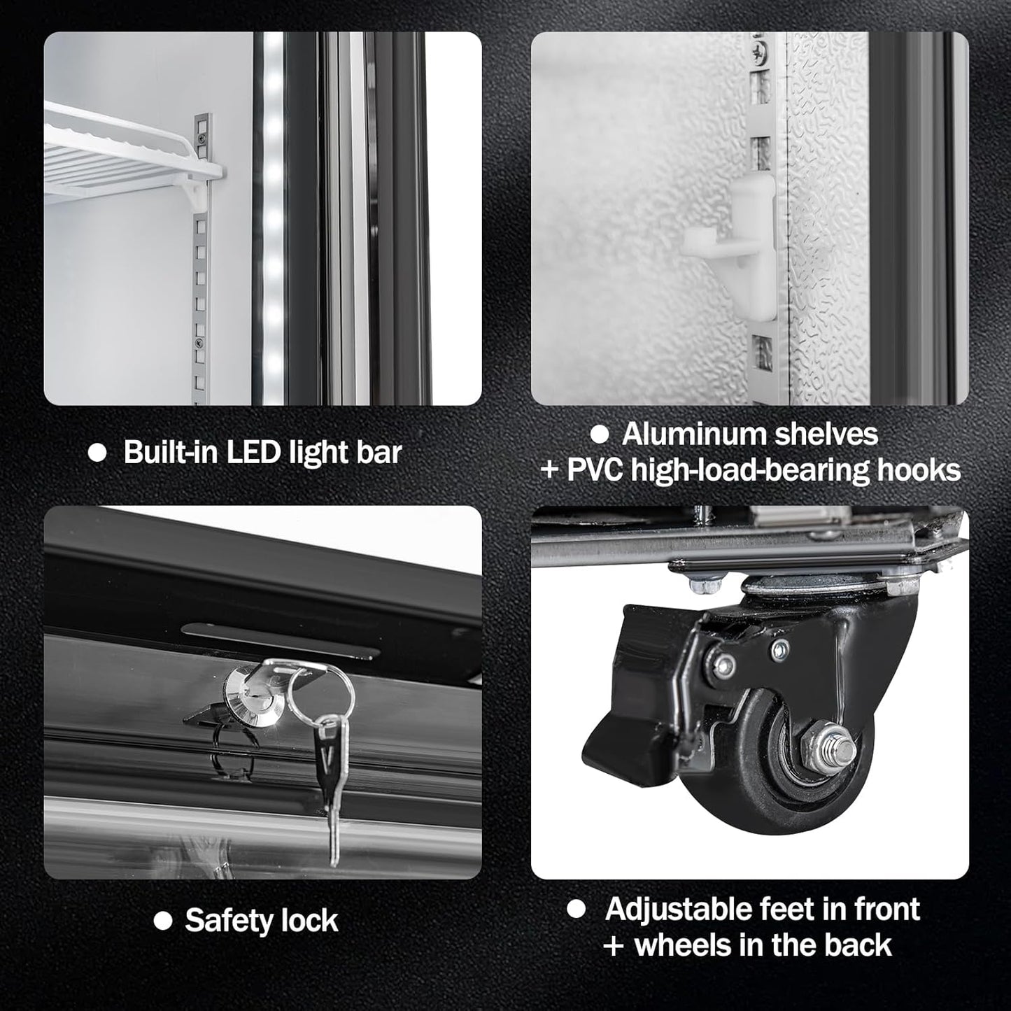 6.5 Cu.Ft Commercial Beverage Refrigerator Glass Door Upright Drink Cooler Display Fridge with Adjustable Shelves and LED Light for Restaurant Bar Store Office