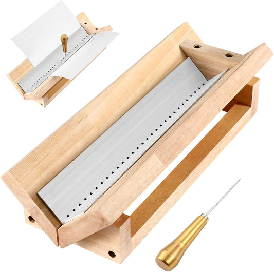 Bookbinding Punching Cradle with Aluminum Piercing Guide, with a Copper Awl, Signature Punching Tool Set for Bookbinding Kit, for Book DIY Crafts, Polished Smooth Surface, Easy to Use Guide