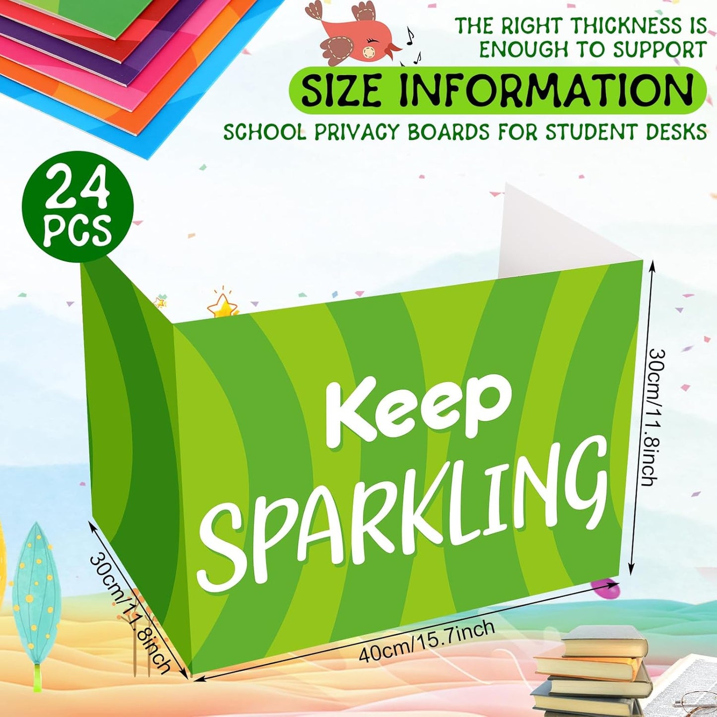 Honoson 24 Pcs Bulk Inspirational Privacy Folders for Students Cardboard Test Privacy Boards Motivational Words Desk Dividers Shield for Classroom School Study Supplies, 6 Styles(Affirmation)