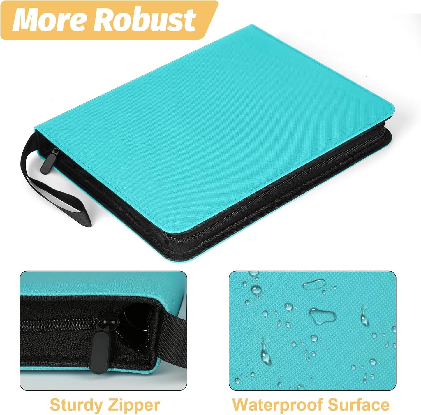 9 Pocket Card Binder, Premium Zip Trading Card Binder, 720 Double Sided Pocket PU Card Collection Binder, Collector Card Album, Card Folder for MTG, TCG, Sports Cards, Game Cards (LAKE BLUE)