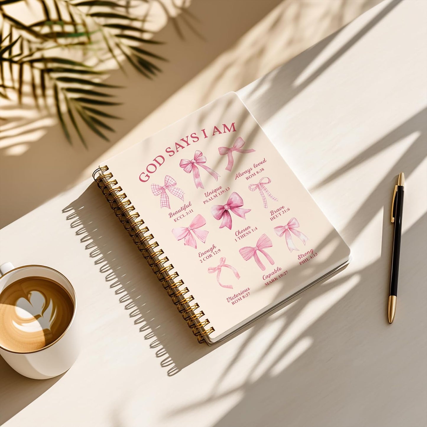 Bible Notebook, A5 Spiral Christian Journal with Floral Pink Butterfly Notebook, Bible Verse-God Says You Are, Inspirational Notebooks for Women, Bible Study, Gift for Birthday Christmas