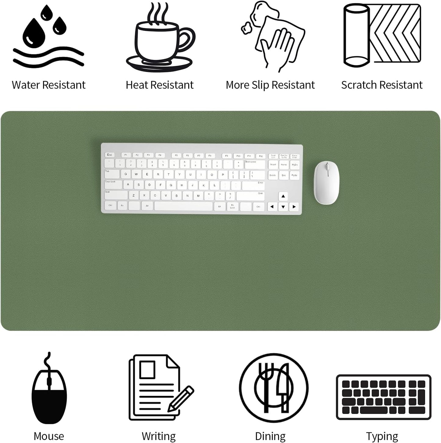 Bloss Green Desk Mat, Desk Matt for Desktop, Large Leather Desk Pad, Desk Pad Mat Waterproof, Computer Mat for Office/Home/Decor/Desk Protector(31.5 x 15.7 Inches)