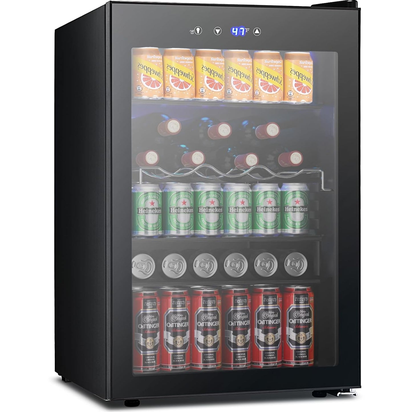COWSAR Beverage Refrigerator 145 Can Wine Cooler Freestanding Mini Fridge Small ETL Approved with Digital Temperature Control, Glass Door, Child Lock, Drink Refrigerator for Home, Bar– 4.51 Cu. Ft.