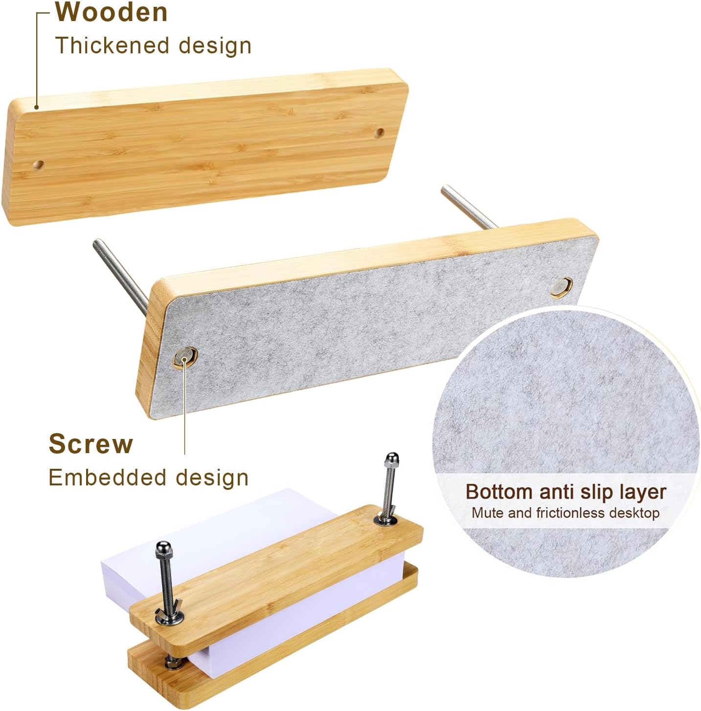 Book Press - Bamboo Wood Bookbinding Press for Craft Enthusiasts - Anti-Slip Mat, Portable & Handmade Book Binding Tool (Book Press)