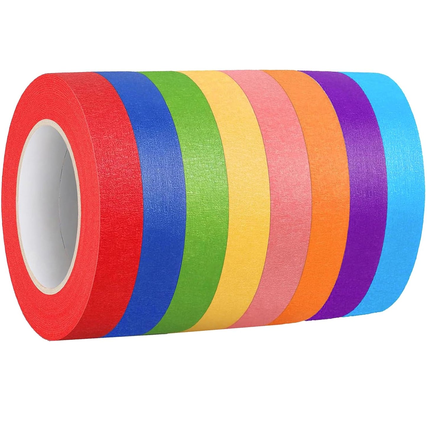 Colored Masking Tape 1 Inch Wide - 8 Rolls Colorful Masking Tape - 1312 Feet x 1 Inch Painters Tape - Vibrant Rainbow Colored Teachers Tape - Great for Art, Labeling & Classroom Decorations