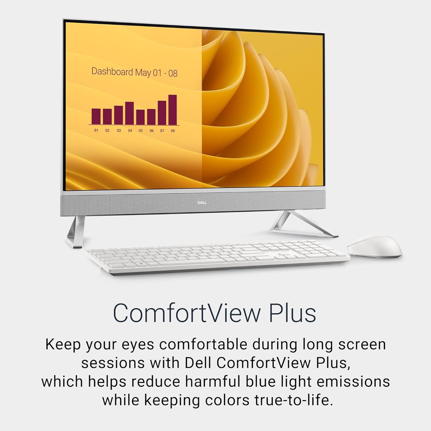 Dell 27 All-in-One Desktop ec27250-27-inch FHD Touch Display, Intel Core 7 Processor 150U, NVIDIA GeForce MX570A 2GB GDDR6 Graphics, 32GB DDR5 RAM, 1TB SSD, Windows 11 Pro, Onsite Service - White