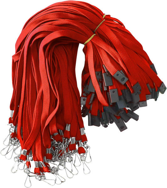 60 Pcs Breakaway Lanyards Safety Red Lanyard with Swivel J Hook Premium Bulk Flat Lanyards 36" for ID Name Badge Holder, ID Badges Cruise, School, Students, Coach, Festival and Hang Keys