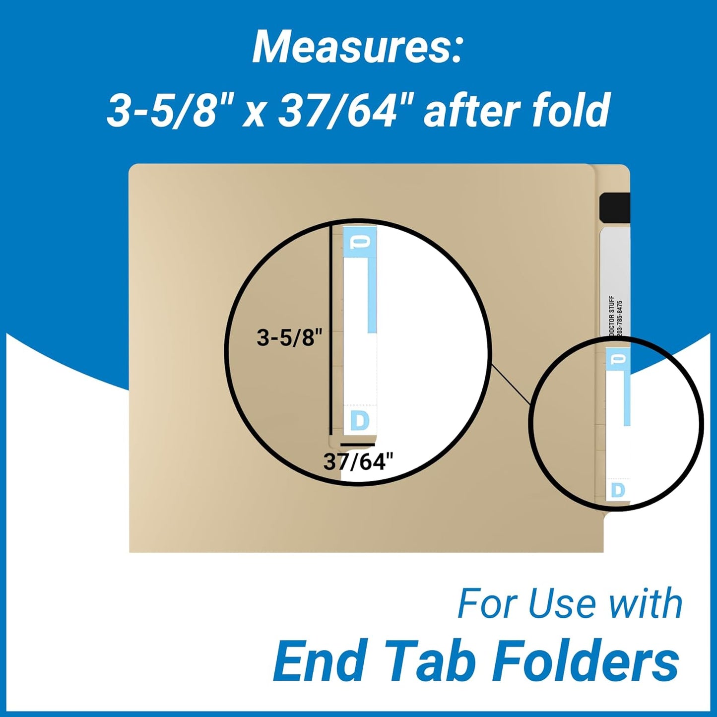 Doctor Stuff - File Folder Labels, Alphabet Letters, D/Q, Compatible with Smead NCC - SNCC Series Alpha Stickers Light Blue, 1-5/32" x 3-5/8, 100/Package