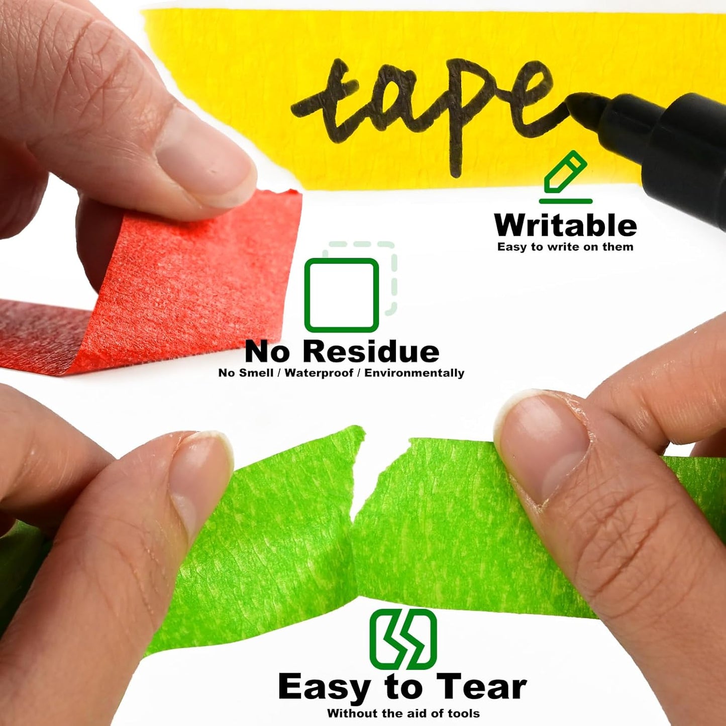 Colored Masking Tape, 990 Feet x 1 Inch Colored Painters Tape Remove Easily for Arts Crafts DIY, 6 Pack Colorful Craft Tape for Decorative Labeling Automotive Watercolor Painting Kids Art Supplies