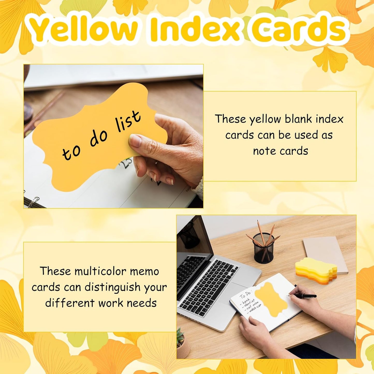 150 Pcs Yellow Blank Index Cards 3x5 Inch Study Notecards Blank Flash Cards Assorted Cardstock Paper Business Cards Heavy Note Cards For Studying Organizing School Office Supplies