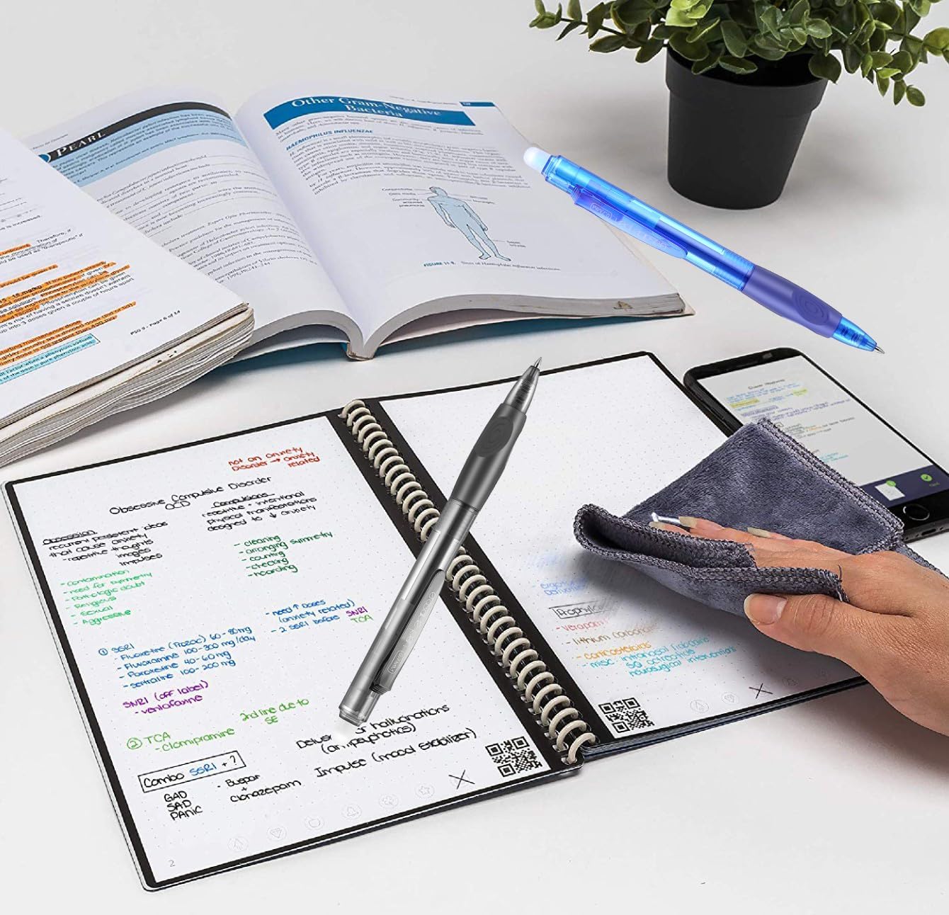 Aozora Erasable Pens 24 Pack Click Fine Point 0.7 mm Retractable Erasable Gel Pens for Completing Sudoku and Crossword Puzzles (Black＆Blue)