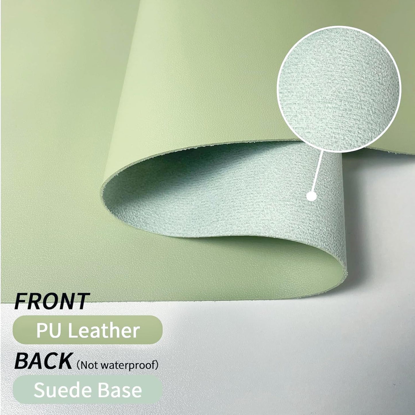 Bloss 47.2" x 16.9" Large Desk Mat, Leather Mouse Keyboard Pad, Non-Slip Writing Pad, Desk Protector for Office, Home - Light Green