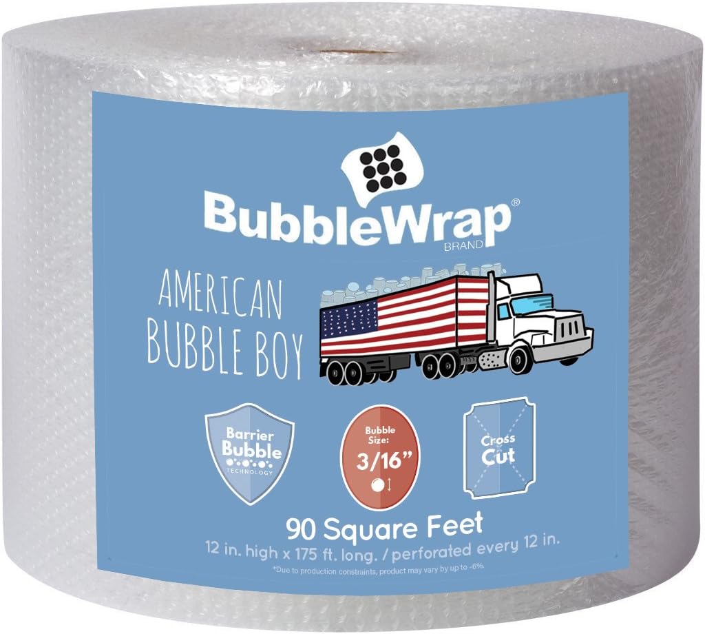 Bubble Wrap 90', Small 3/16 Cushioning, 90 ft with Perforated Every 12"