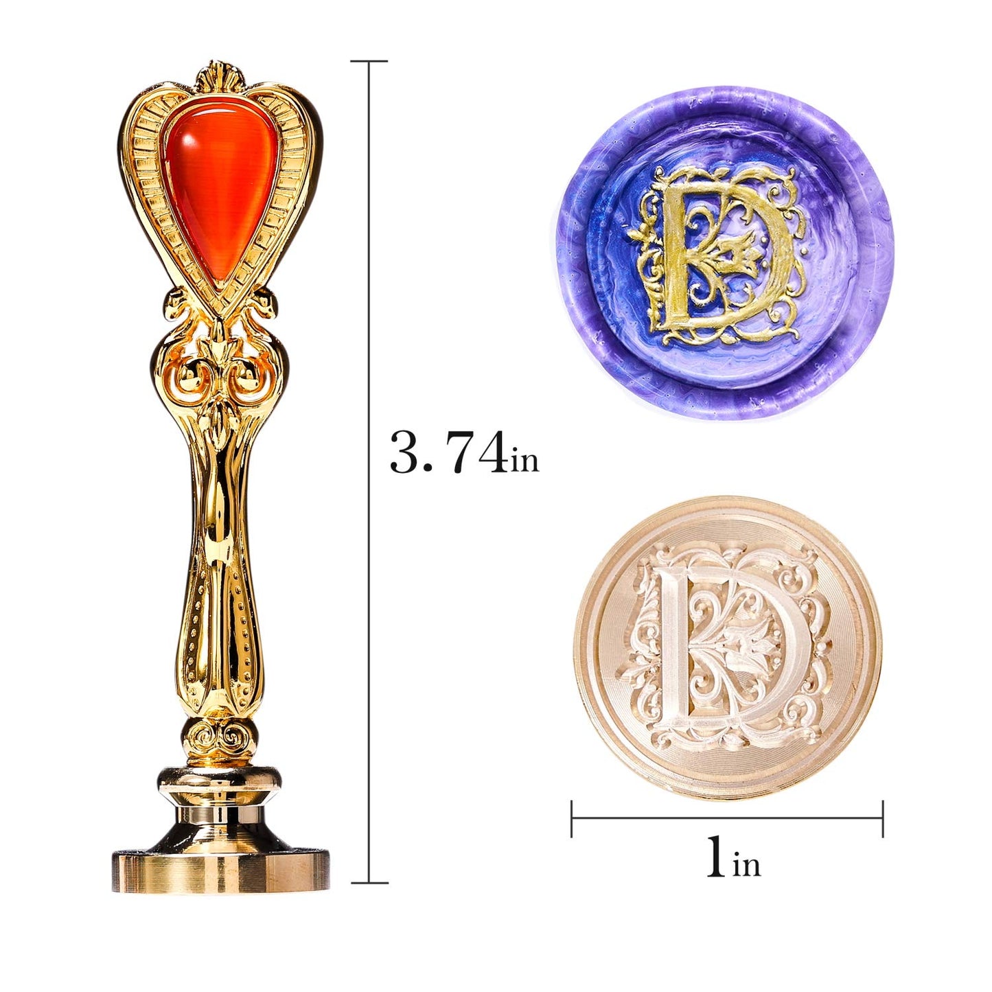 Letter D Alphabet Sealing Wax Stamp, Wax Seal Stamp D, Gold