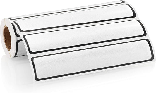 Carstens Adhesive Sticker Labels, 5 3/8” x 1”, Binder Labels for 1” Ring Binder Spines, White, Roll of 200