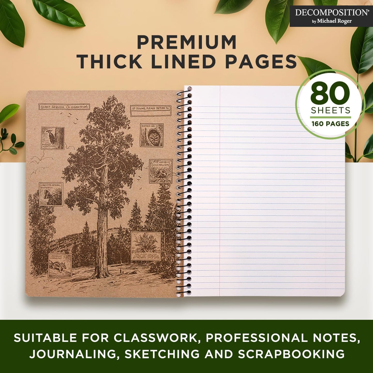 Decomposition Big Sur College Ruled Spiral Notebook - 9.75 x 7.5 Journal with 160 Lined Pages - 100% Recycled Paper - Notebooks for School Supplies, Home & Office - Made in USA