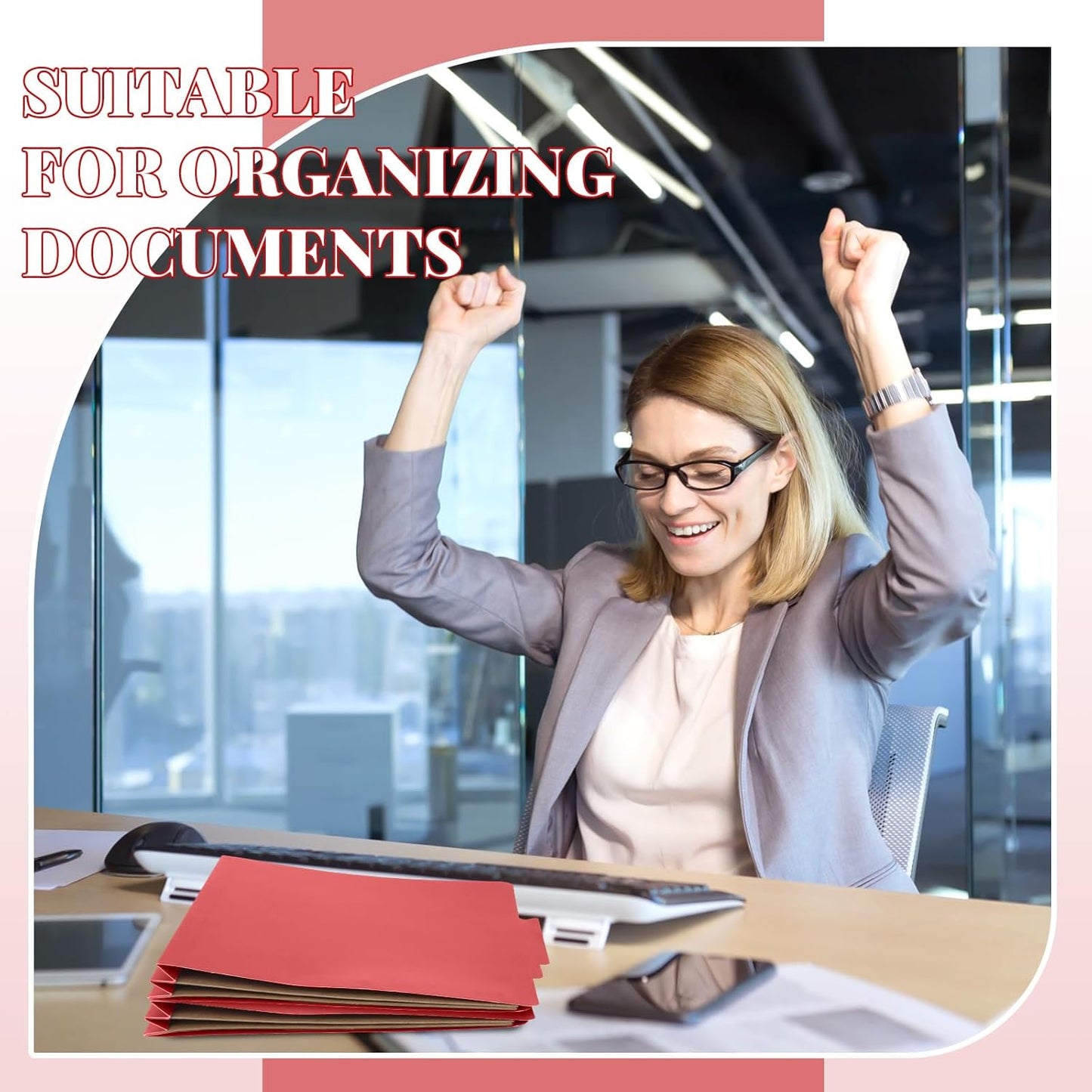 36 Pcs Classification Folders Letter Size, 2 Pocket Dividers Pressboard File Folder with Fasteners, Expanding File Organizer Bulk for Teachers, Clergy, Office, Church, Christmas (Red)