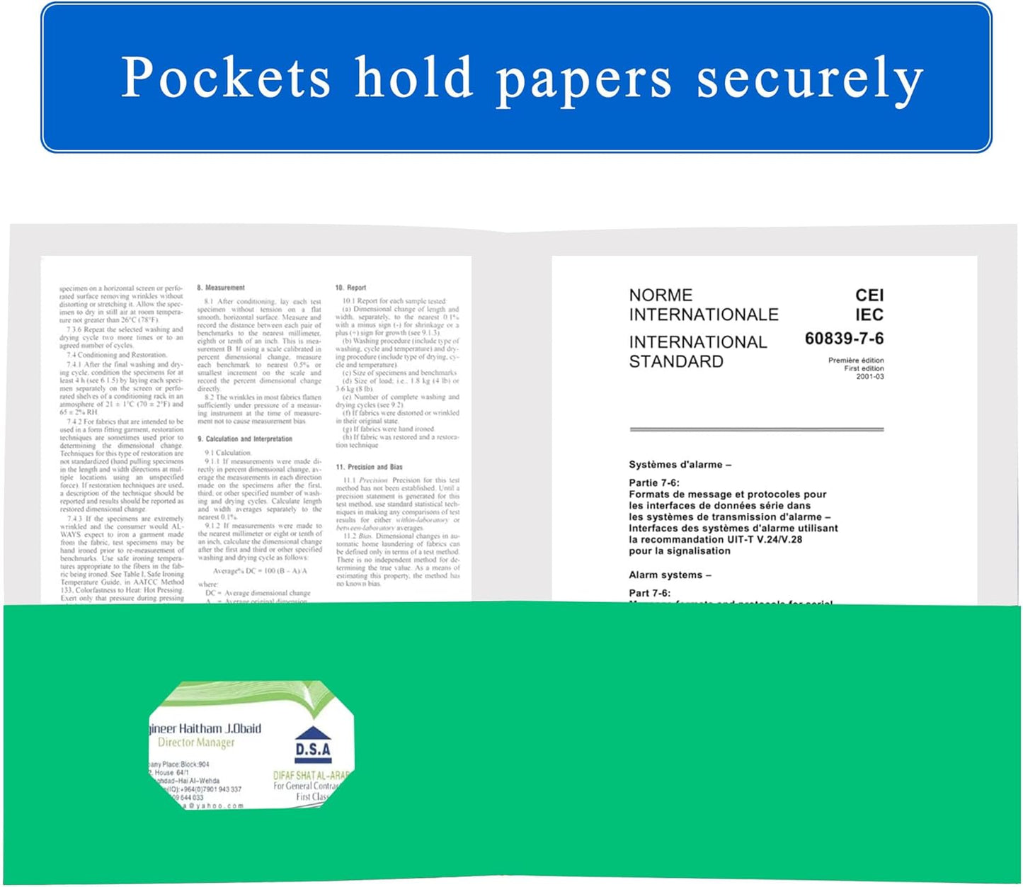 Zzrywuty 50 Packs Paper Folders with Pockets for Students,Businessmen and Office Workers,Letter Size,Two Pocket Folders with Card Slot for Office,Business,School Supplies (Green)