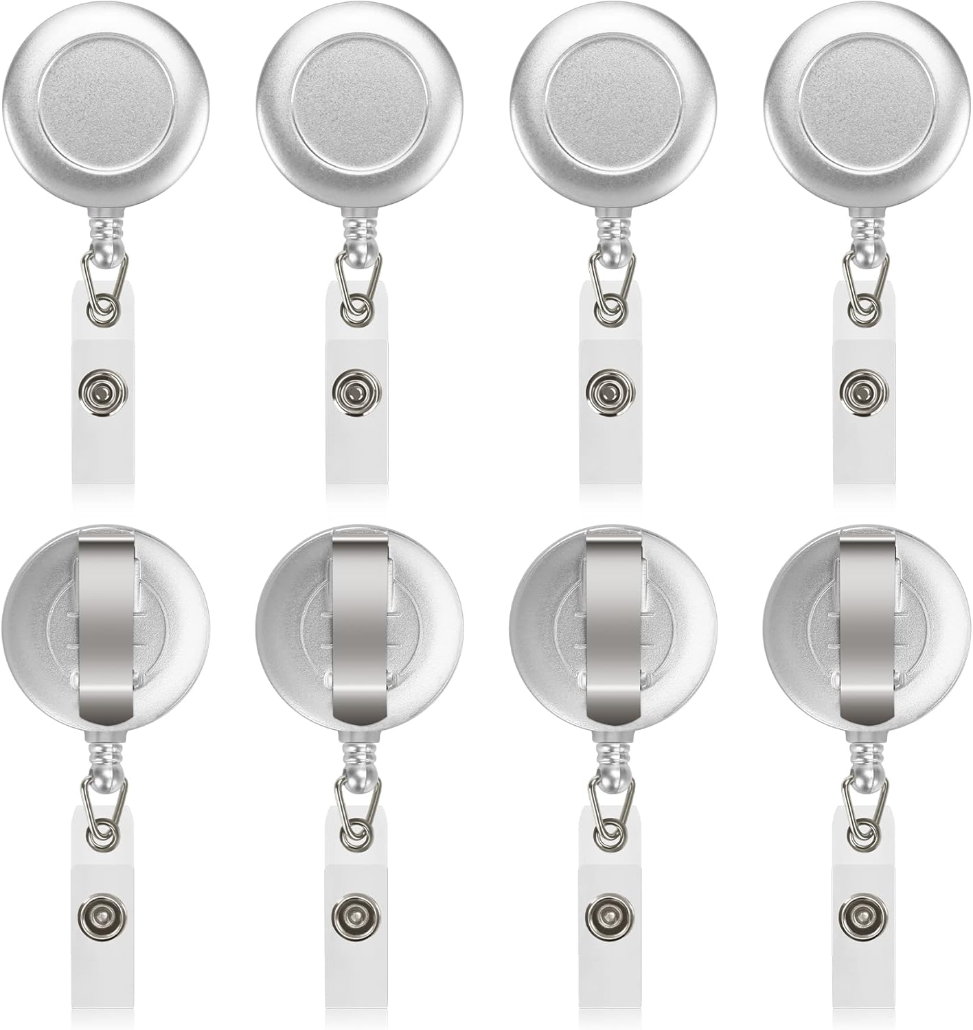 JANYUN 50 Pcs Retractable Badge Reel Clips Holder for Hanging ID Card Name Key Chain (Silver)