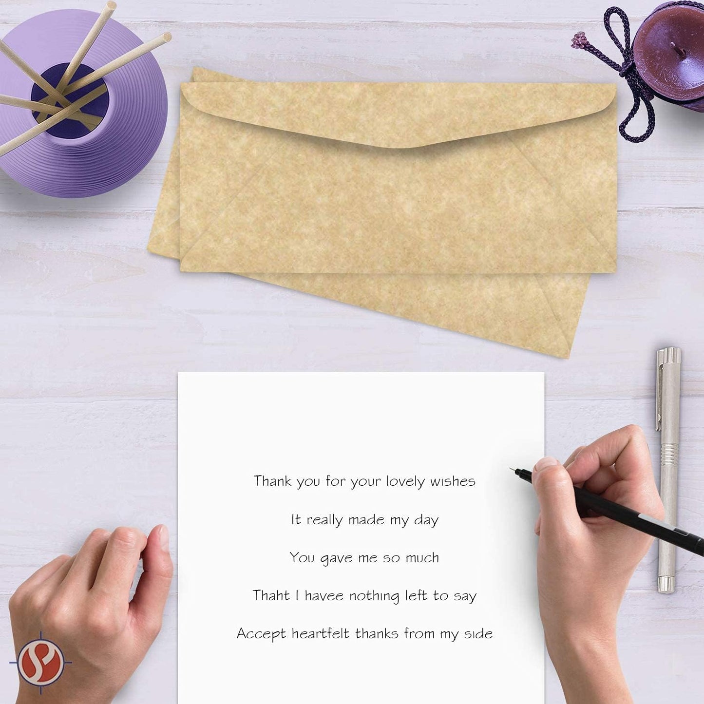 Elegant Aged Parchment #10 Business Envelopes – Great for Invitations, Greetings, Holiday, Office, Invoices, Letters, Mailings | 4 1/8 x 9 1/2 Inches | 50 Per Pack