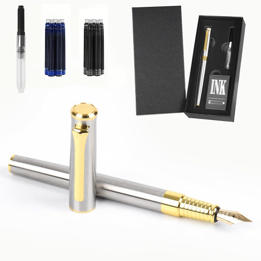 Fountain Pen with Medium Nib, Includes 10 Ink Cartridges, 2 Ink Refill Converter and Premium Gift Box, Luxury Fountain Pen Perfect for Journaling, Calligraphy, Smooth Writing