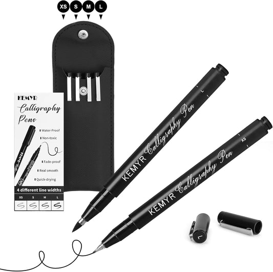 4 Micro Fine liner Drawing Art Pens Calligraphy Pens: XS-L Size Black Art supplies Waterproof Archival Black Ink Markers For Artists,Use for Professional Watercolor,Sketching