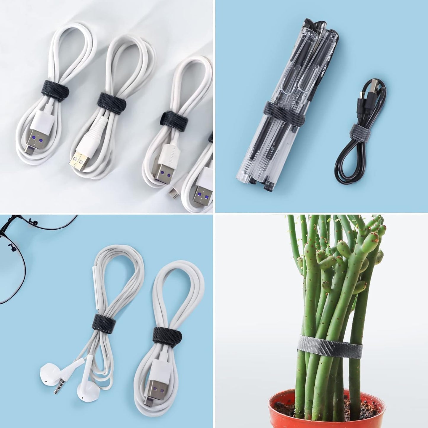 50PCS 6 Inch Adjustable 6-Inch Cord Organizer Ties, Fastening Cable Ties,Microfiber Cloth Used for Computer Link Cable Cord Management USB Cable Cable Ties (Black)