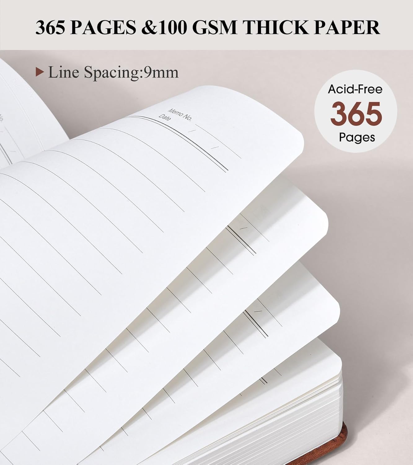 365 Page Thick Lined Journal Notebook for Men Women, A4 Large Leather Journals for Writing, Hardcover Notebooks for Work, School, Note Taking, Business, Travel Diary, College Ruled 8.5" x 11"