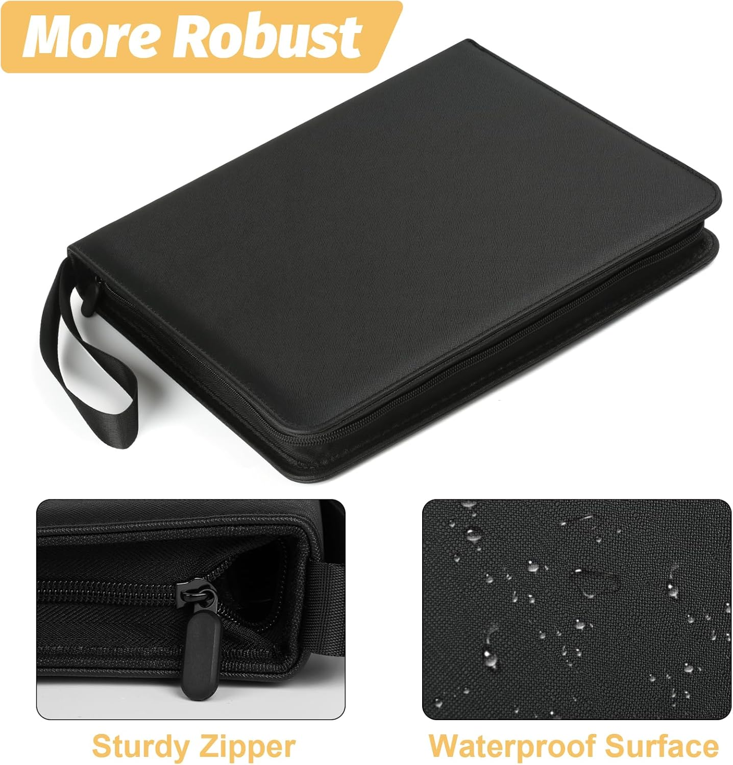 9 Pocket Card Binder, Premium Zip Trading Card Binder, 720 Double Sided Pocket PU Card Collection Binder, Collector Card Album, Card Folder for MTG, TCG, Sports Cards, Game Cards (Black)