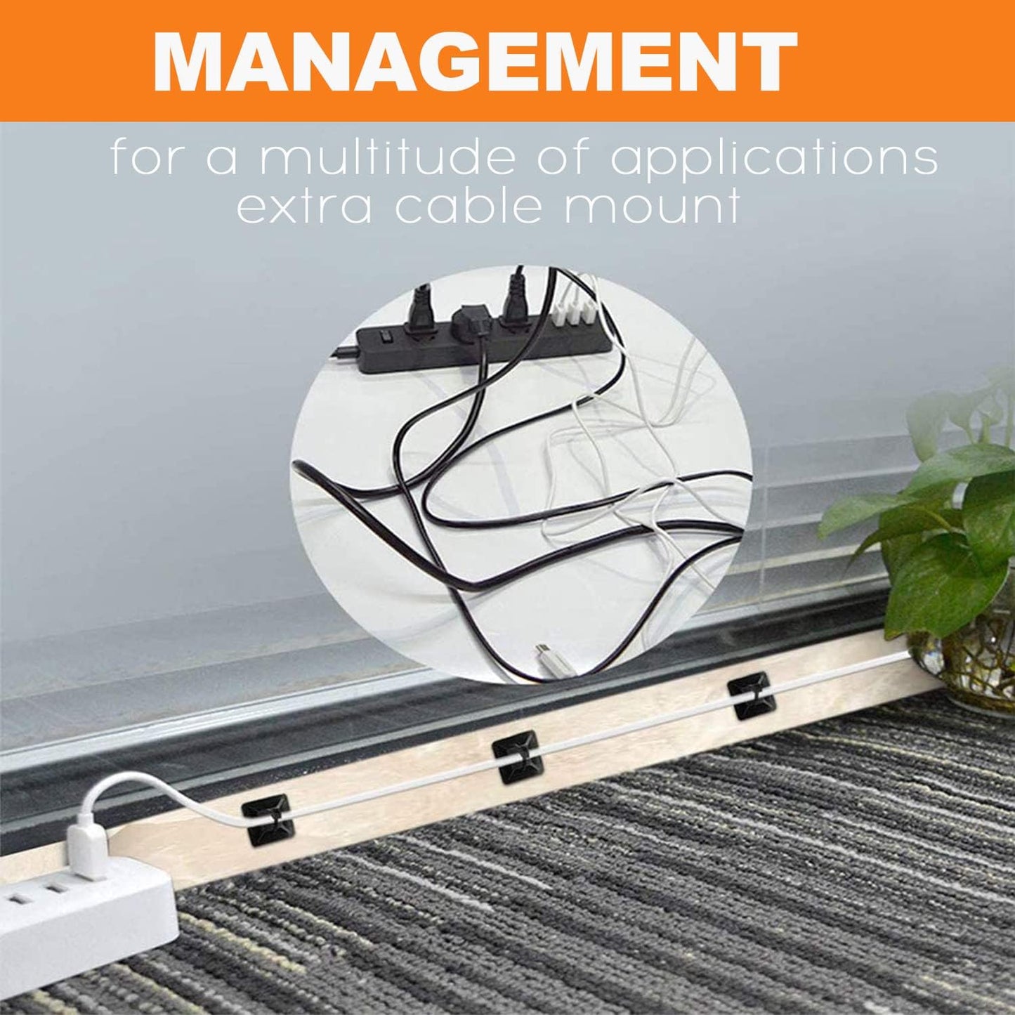 50 Pack 1.5 inch Zip Tie Adhesive Mounts Self Adhesive Cable Tie Base Holders with Multi-Purpose Tie wire clips with screw hole,Anchor stick on wire holder with 8 inch zip ties（White）