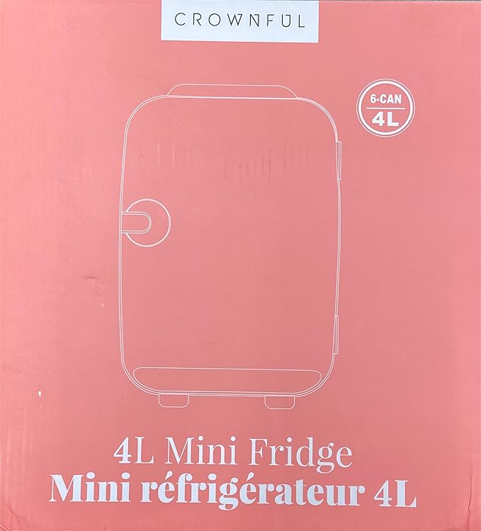 CROWNFUL Mini Fridge, 4 Liter/6 Can Portable Cooler and Warmer Personal Refrigerator for Skin Care, Cosmetics, Beverage, Food,Great for Bedroom, Office, Car, Dorm, ETL Listed (Green)