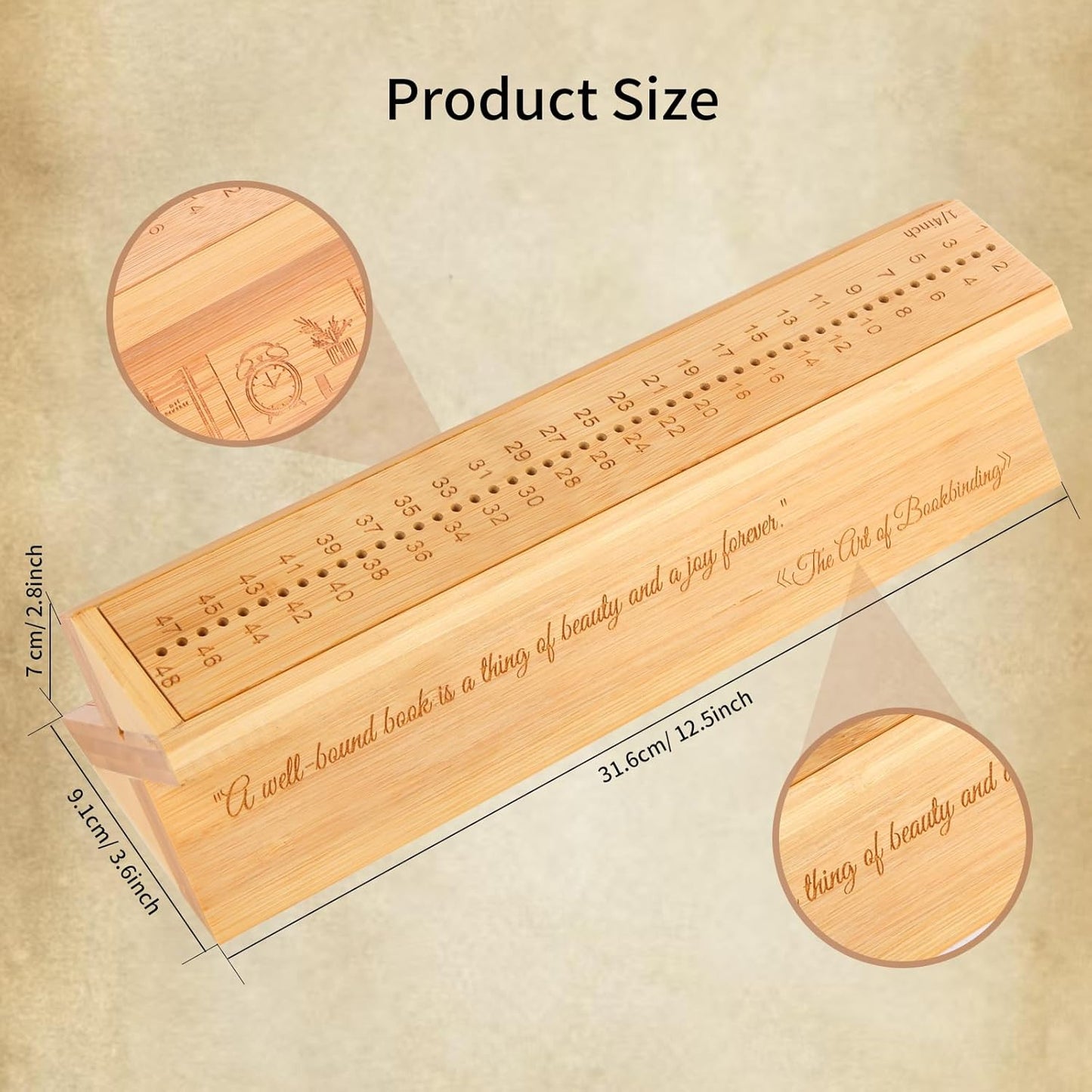 Bamboo Book Binding Kits with an Awl, Book Binding Cradle, Signature Punching Tools with Piercing Guide Book, Book Binding Materials, Bookbinding Supplies for DIY Bookbinding Crafts with Storage