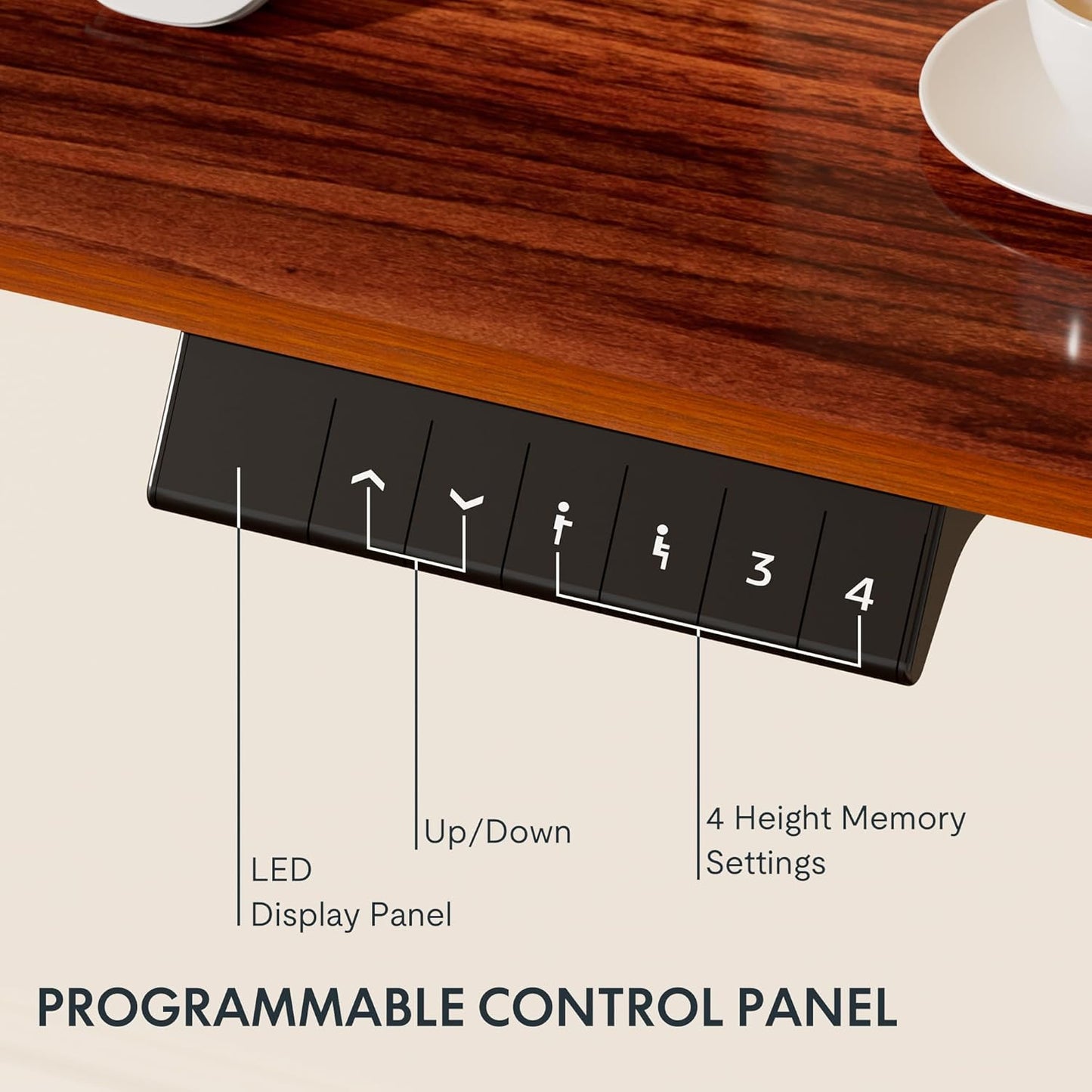 FLEXISPOT EN1 Whole-Piece Standing Desk 40x24 Electric Adjustable Height Small Heavy Duty Steel Stand Up (Black Frame + Mahogany Top, 2 Packages)
