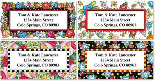 Colorful Images Mary’s Blossoms Floral Return Address Mailing Labels, Personalize with Name & Address, Set of 144 Self Adhesive, Easy Peel Flat Label Sheets, Large, 4 Designs