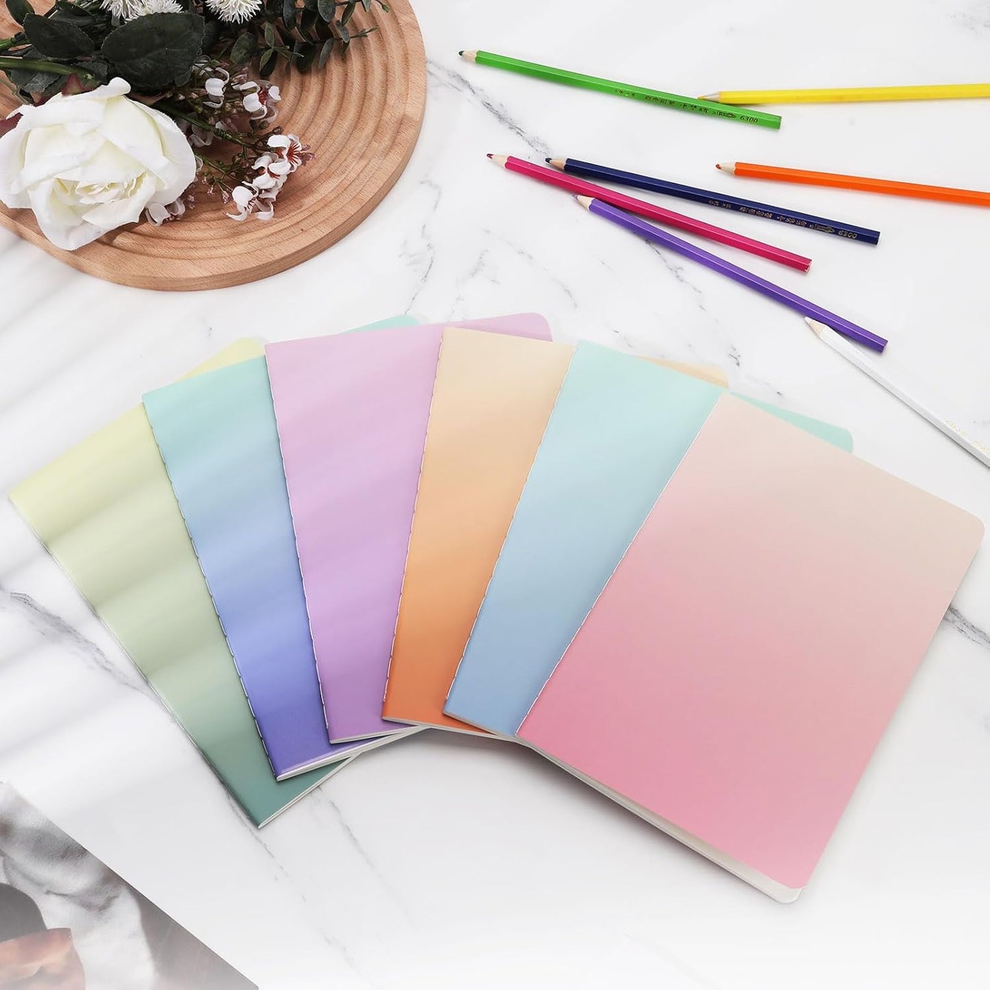 Ddaowanx Kraft Notebooks, Journals in Bulk, Lined Paper, 72 Pages, 36 Sheets, 80GSM, 8.3x5.5 Inch, A5 Size, Travel Writing Notebook for Office School Supplies (Lined-48pack, Gradient)