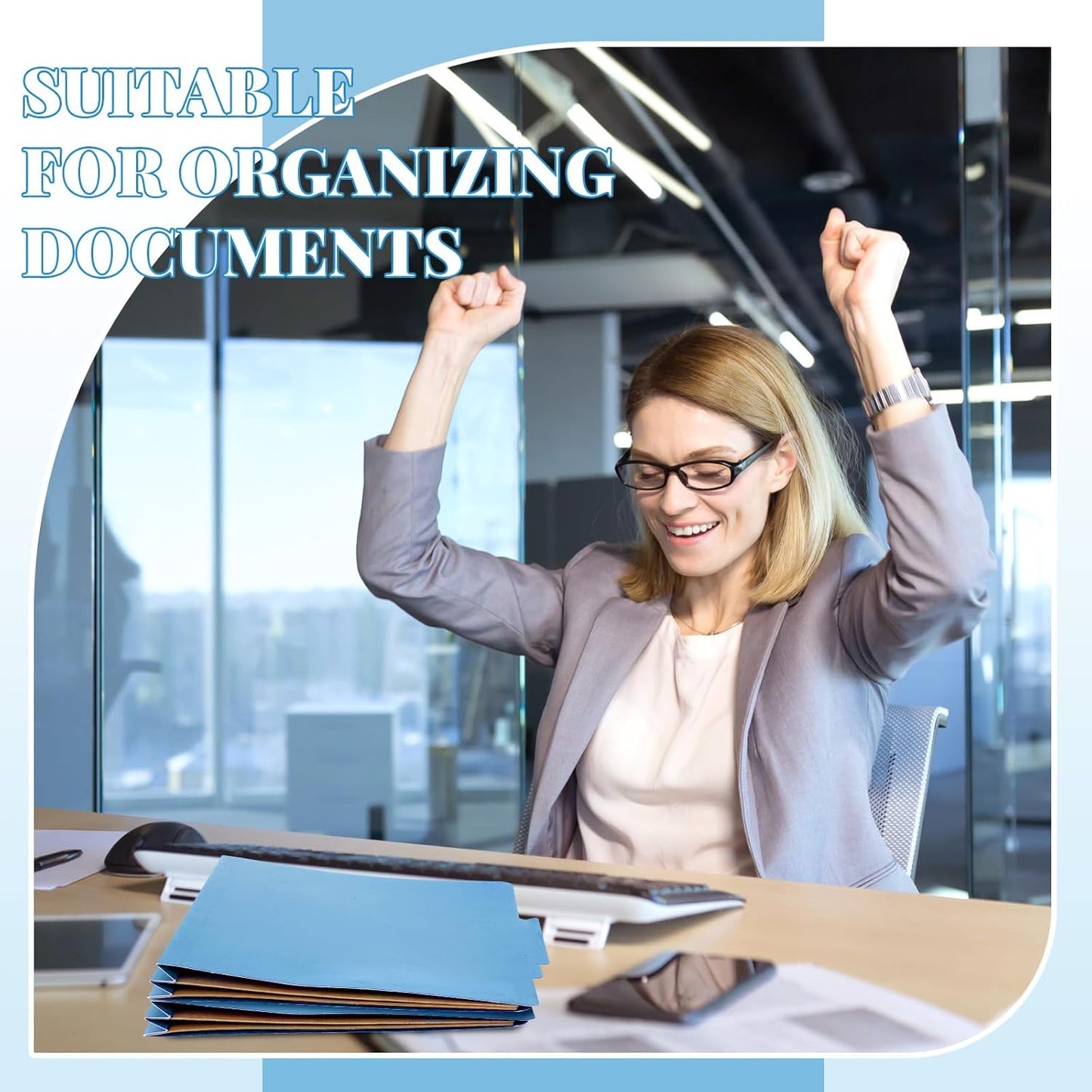 36 Pcs Classification Folders Letter Size, 2 Pocket Dividers Pressboard File Folder with Fasteners, Expanding File Organizer Bulk for Teachers, Clergy, Office, Church, Christmas (Blue)